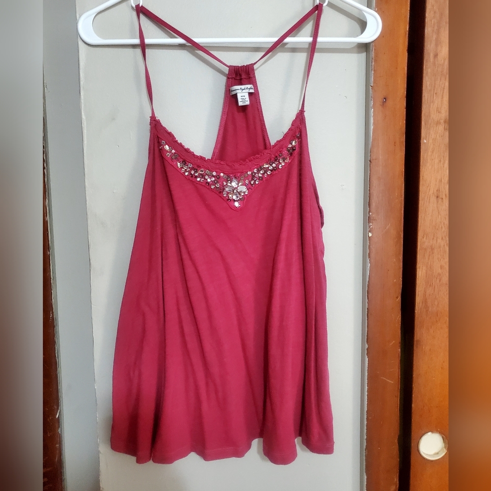 American eagle jewel accent razor back tank top